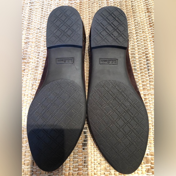 LL BEAN sz7.5 Chocolate brown ballet flats Patent/suede Wingtip design look new! - Picture 6 of 8